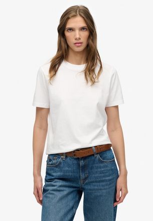 Superdry T-Shirt SUPERDRY Essential Logo Emb Tee, Damen, Gr. XXL, optic, Single Jersey, Obermaterial: 100% Baumwolle, unifarben, normal, Rundhals, Shirts T-Shi