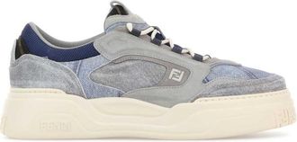 Fendi Grey Blue Lace-Up Sneakers