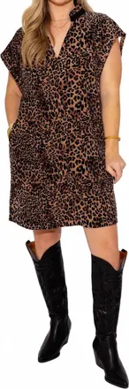THML Clothing Cheetah Mini Dress In Brown