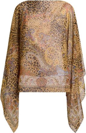 Etro Brown Printed Poncho