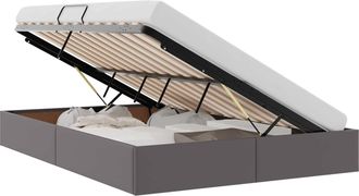 vidaXL Estructura De Cama Ottoman Gris 140 X 190 Cm Cuero Sint&eacute;tico Vidaxl