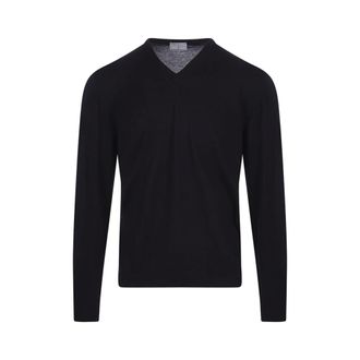 Fedeli V-neck Knitwear, male, Blue, Size: 4XL Raffinato Pullover