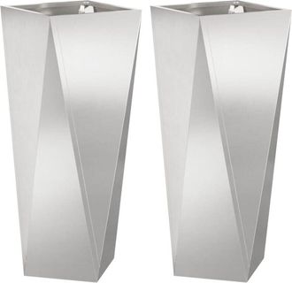 vidaXL Planter 2 pcs Silver 30 x 30 x 75 cm Stainless Steel vidaXL