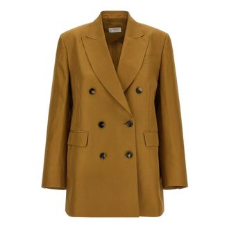 Alberto Biani Double-Breasted Peak-Lapel Blazer - female - Alberto Biani - Blazers - Brown - XS - Jackets