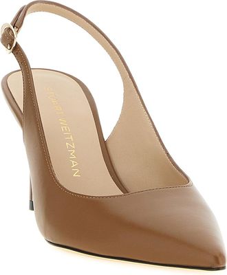 Stuart Weitzman Womens Slingback Pump Brown Calfskin Leather