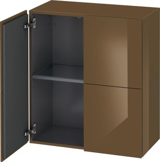 Duravit Armario Semi Alto Duravit L-cube, Anchura 700mm, Profundidad 363mm, 2 Puertas, Color: Marr&oacute;n Oliva Laca Alto Brillo - Lc117706161