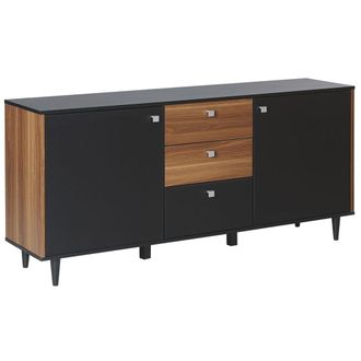 Beliani Beliani - Aparador Negro Con Tablero De Part&iacute;culas De Madera Oscura 3 Cajones 2 Puertas Kuro