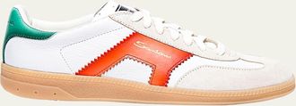 Santoni DBA Mixed Leather Low-Top Sneakers