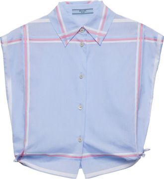 Prada sleeveless cropped poplin shirt - women - Cotton - 40 - Blue