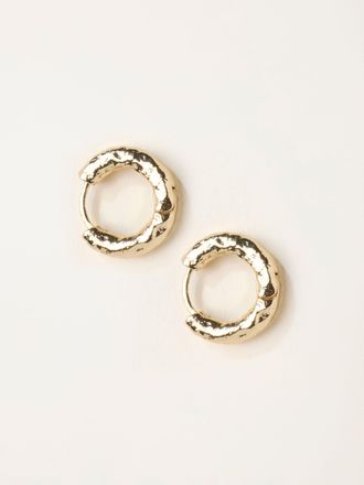 Fat Face FatFace Gold Tone Hammered Hoop Earrings