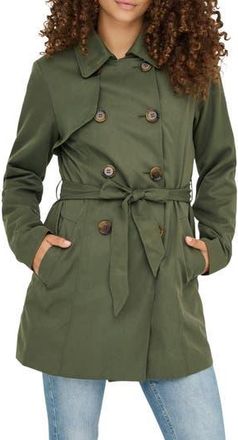 Only Valerie Water Resistant Trench Coat in Grape Leaf at Nordstrom Rack, Size X-Large