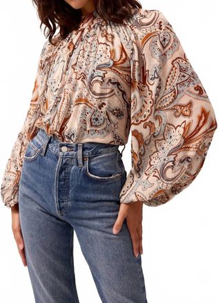 Marie Oliver Scottie Paisley Print Crinkle Chiffon Printed Top In Trinity