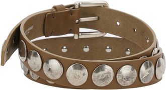 Golden Goose Womens Belt Studded Leather Brown Cowhide
