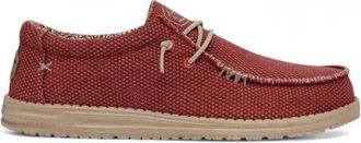 Hey Dude Ademende Gevlochten Sneakers Flex & Fold - Heren - Veterschoenen - Rood - 45 EU - Katoen - Schoenen