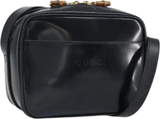Gucci Pre-owned Leather Cross Body Bag - Dames - Vintage Schoudertas - Zwart - ONE Size - Leer - Vintage