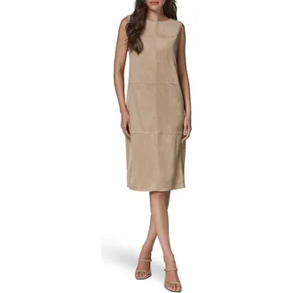 DKNY Faux Suede Sheath Dress in Oatmilk at Nordstrom, Size 12