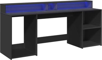 vidaXL Vidaxl - Escritorio con luz led madera ingeniería negro 200x55x91 cm