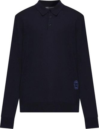 Dolce & Gabbana Wol Zonder Mouwen Polo - Heren - Polos - Blauw - L - Wol - Tops