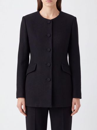 Lisa Yang Single-Breasted Wool and Cashmere Blend Short Crew Neck Blazer