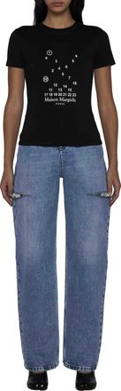 Maison Margiela Womens Jeans High-Waisted Wide-Leg Cut-Out Blue Cotton