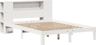 vidaXL Bookcase Bed without Mattress White 150x200 cm King Size Solid Wood Pine Vidaxl