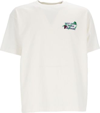 Dr&ocirc;le de Monsieur White Vine Embroidered Slogan T-Shirt