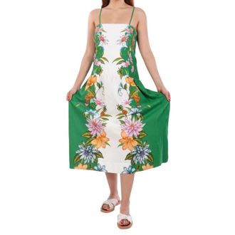 Farm Rio Sweet Bloom Dreamscape Midi Jurk - Dames - Casual kleedjes - Veelkleurig - L - Linnen - Kleedjes