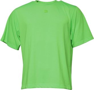 Dolce & Gabbana Green Logo Polyester Crew Neck Mens T-shirt (Pre-Owned)