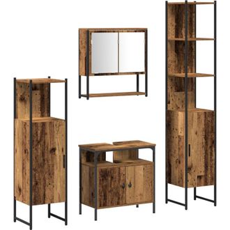 vidaXL Vidaxl - Juego De Muebles De Ba&ntilde;o 4 Pcs Madera Vieja 33 X 33 X 185.5 Cm