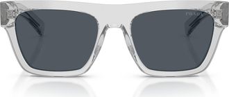 Prada 55mm Rectangular Sunglasses in Crystal Grey /Dark Grey at Nordstrom