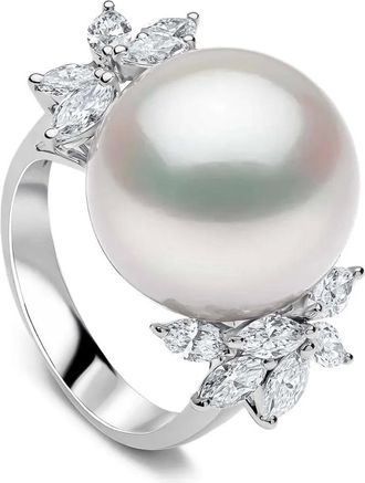 Yoko London Anello Duchess con diamanti e perle - Argento