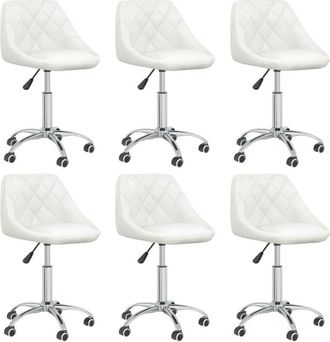 vidaXL Vidaxl - Sillas De Comedor Giratorias 6 Uds Cuero Sint&eacute;tico Blanco