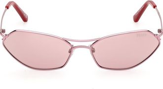 Emilio Pucci Geometric 54mm Sunglasses in Shiny Pink /Bordeaux Mirror at Nordstrom