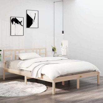 vidaXL Estructura De Cama De Matrimonio Madera Maciza 135x190 Cm Vidaxl