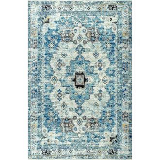 Jonathan Y Designs Modern Persian Boho Vintage Medallion Area Rug in Cream/blue at Nordstrom, Size 4Ft 0In X 6Ft 0In
