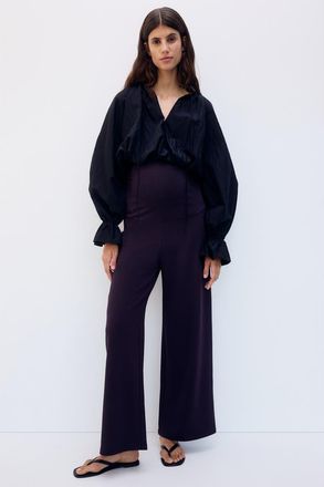 H&M Mama Wide Trousers in Dark Purple at Nordstrom, Size Xx-Large