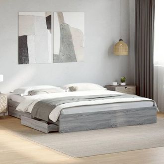 vidaXL Cama Con Cajones Madera Ingenier&iacute;a Gris Sonoma 200x200 Cm Vidaxl