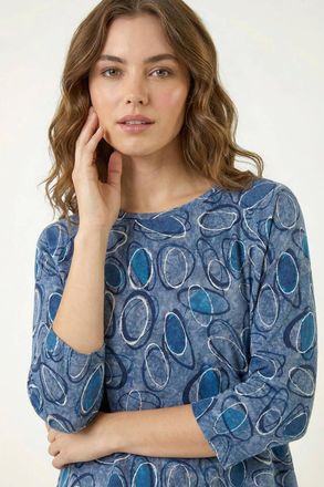 Roman Abstract Printed Raglan Top