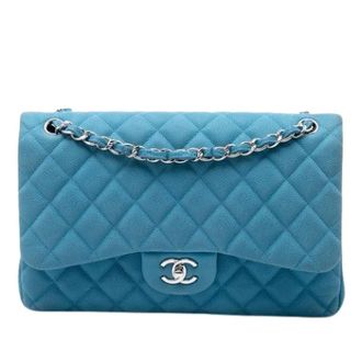 Chanel Pre-owned Vintage Double Flap Shoulder Bag - Dames - Pre-owned - Blauw - Maat: ONE Size Leer