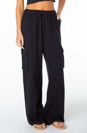 Roxy Precious Cargo Drawstring Pants in Anthracite at Nordstrom, Size X-Small