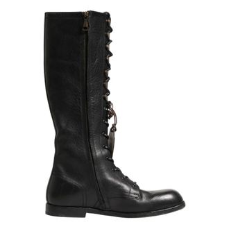 Dolce & Gabbana Lace-up Boots, male, Black, Size: 11 US Re-Edition Knee-High Boots