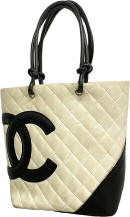 Chanel Black White Leather Tote Bag (Pre-Owned)
