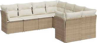 vidaXL Juego De Sof&aacute;s De Jard&iacute;n Con Cojines Beige 8 Pzas Rat&aacute;n Pe Vidaxl