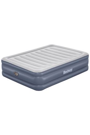 Bestway Luftbett Tritech AIR 6713I, Hellgrau, Hellblau, Kunststoff, 152x51x203 cm, RoHS, Dekra, integrierte elektrische Pumpe, beflockte Schlafseite, Schlafzi