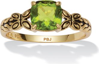 Palm Beach Jewelry Cushion Cut Birthstone Ring in Gold-plated Sterling Silver