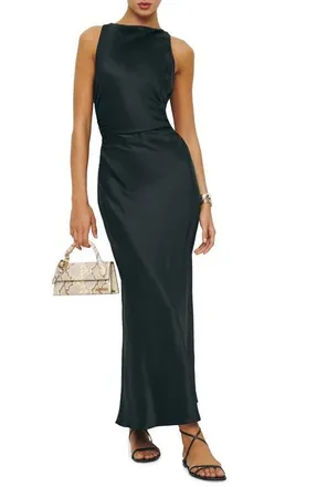 Reformation Casette Silk Midi Dress in Black at Nordstrom, Size 10