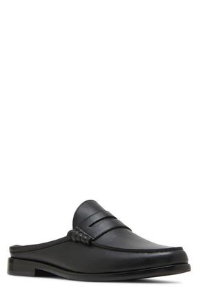 Steve Madden Abott Loafer Mule in Black Lea at Nordstrom, Size 11.5
