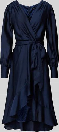 Swing Cocktailkleid mit Bindeg&uuml;rtel in Marine, Gr&ouml;&szlig;e 34