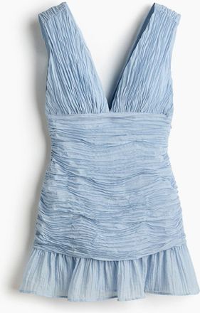 H&M Crinkled Sleeveless Dress in Light Dusty Blue at Nordstrom, Size Xx-Large