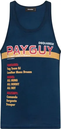 Dsquared2 slogan-print tank top - men - Cotton - L - Blue